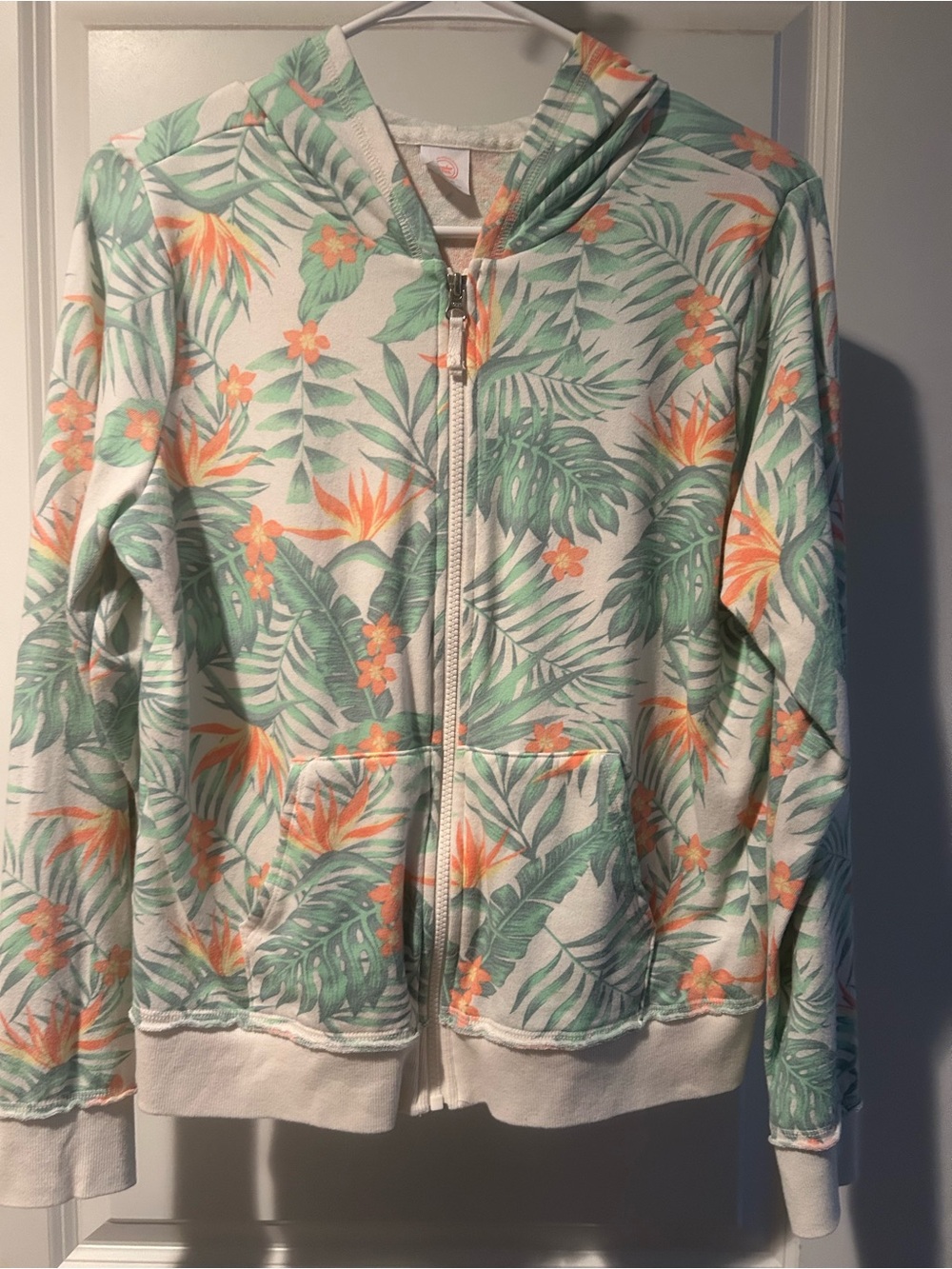 wonder nation Tropical Leaf Zip-Up Hoodie - Green & Orange
